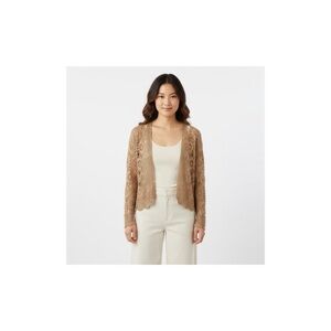 Joseph A Quest Crochet Lace Cardigan‎ Womens L Bronze Open Knit Boho Crop
